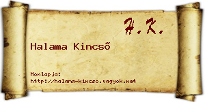 Halama Kincső névjegykártya
